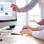 Cyber security concept, authentication screen on computer, confidential business data